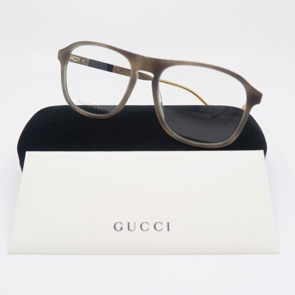 Gucci GG0844O 003 55mm. Grey Havana New Aviator Men's Eyeglasses